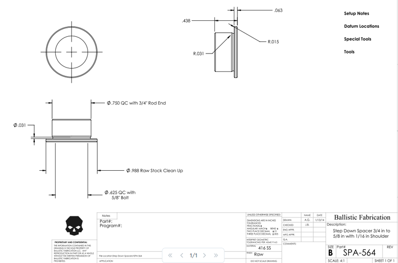 Load image into Gallery viewer, Step Down Spacer 3/4 in to 5/8 in with 1/16 in shoulder - Ballistic Fabrication
