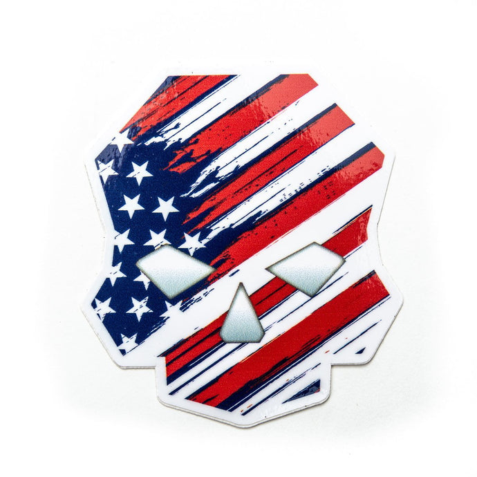 American Flag Skull Logo Sticker