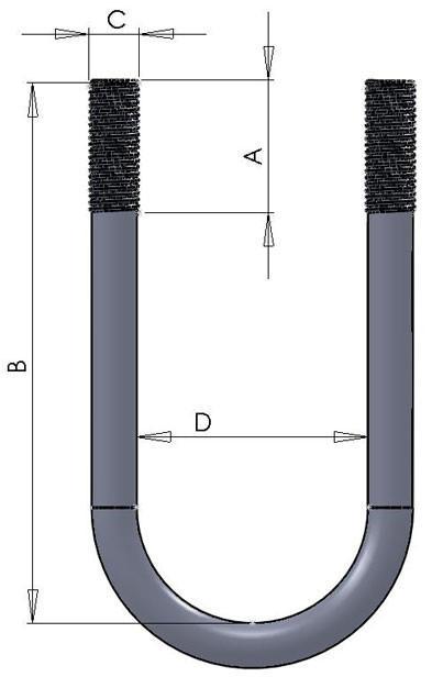U-bolt with nuts and washers - Ballistic Fabrication